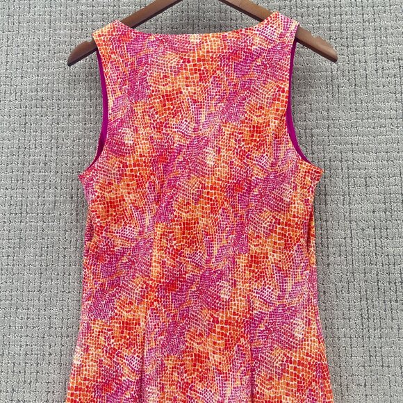 CDC Caren Desiree Company Maxi Dress 14 Orange Pink Sleeveless Lined Abstract - Picture 5 of 11
